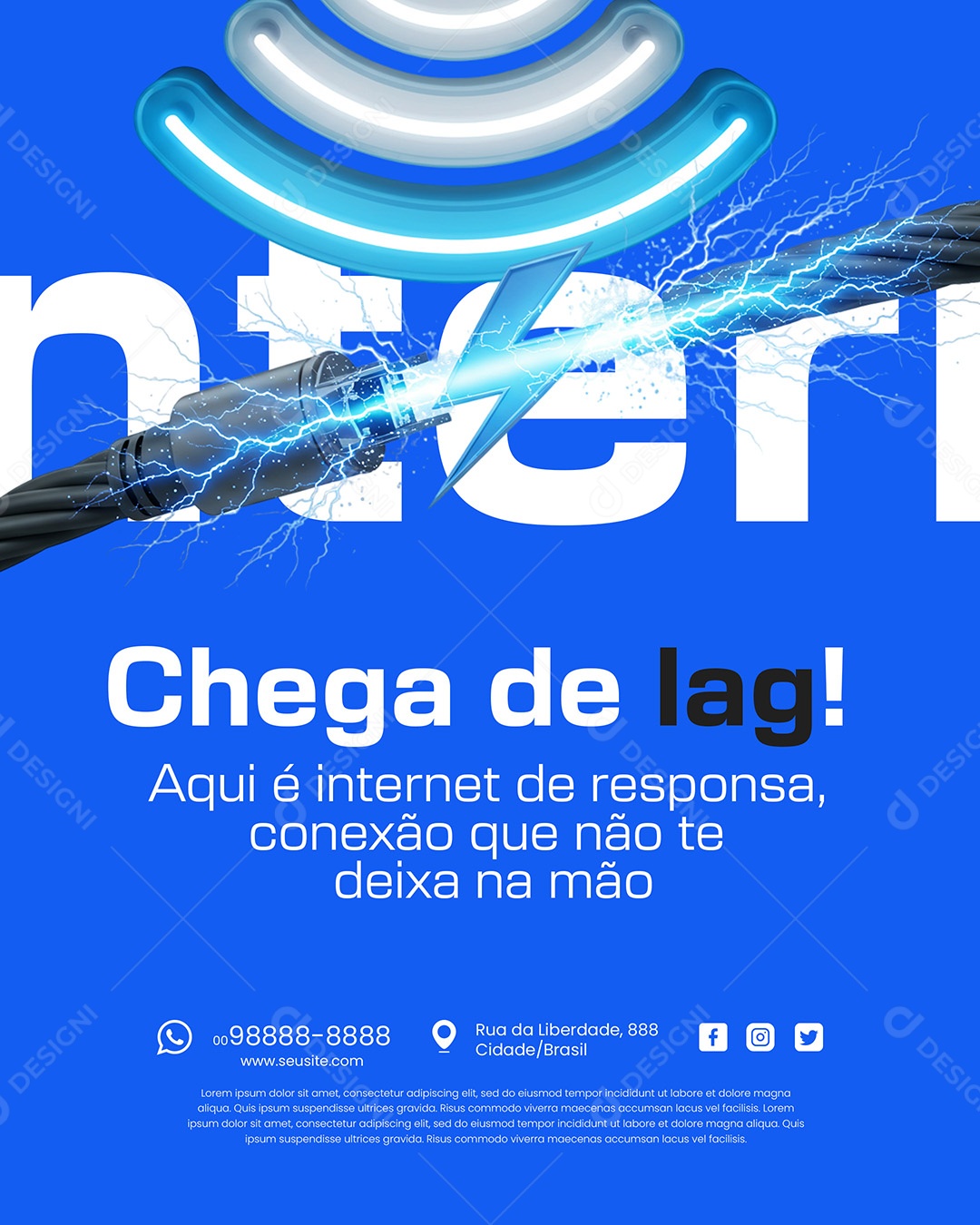 Turbo Net Provedor de Internet Suporte Técnico Rápido Social Media PSD Editável