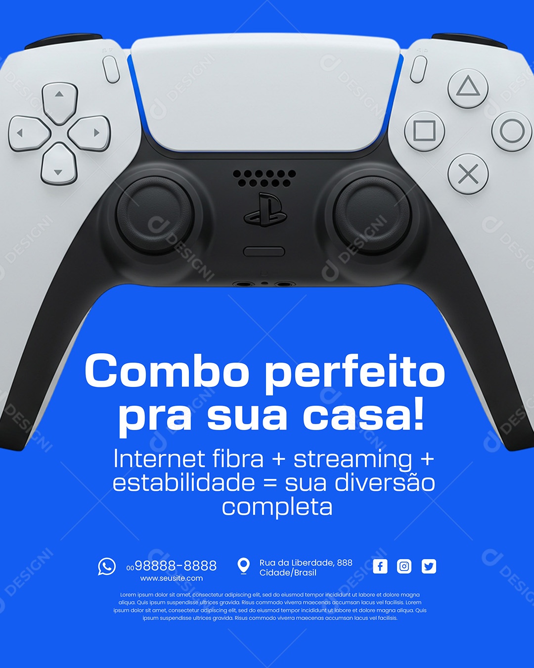 Turbo Net Provedor de Internet Suporte Técnico Rápido Social Media PSD Editável