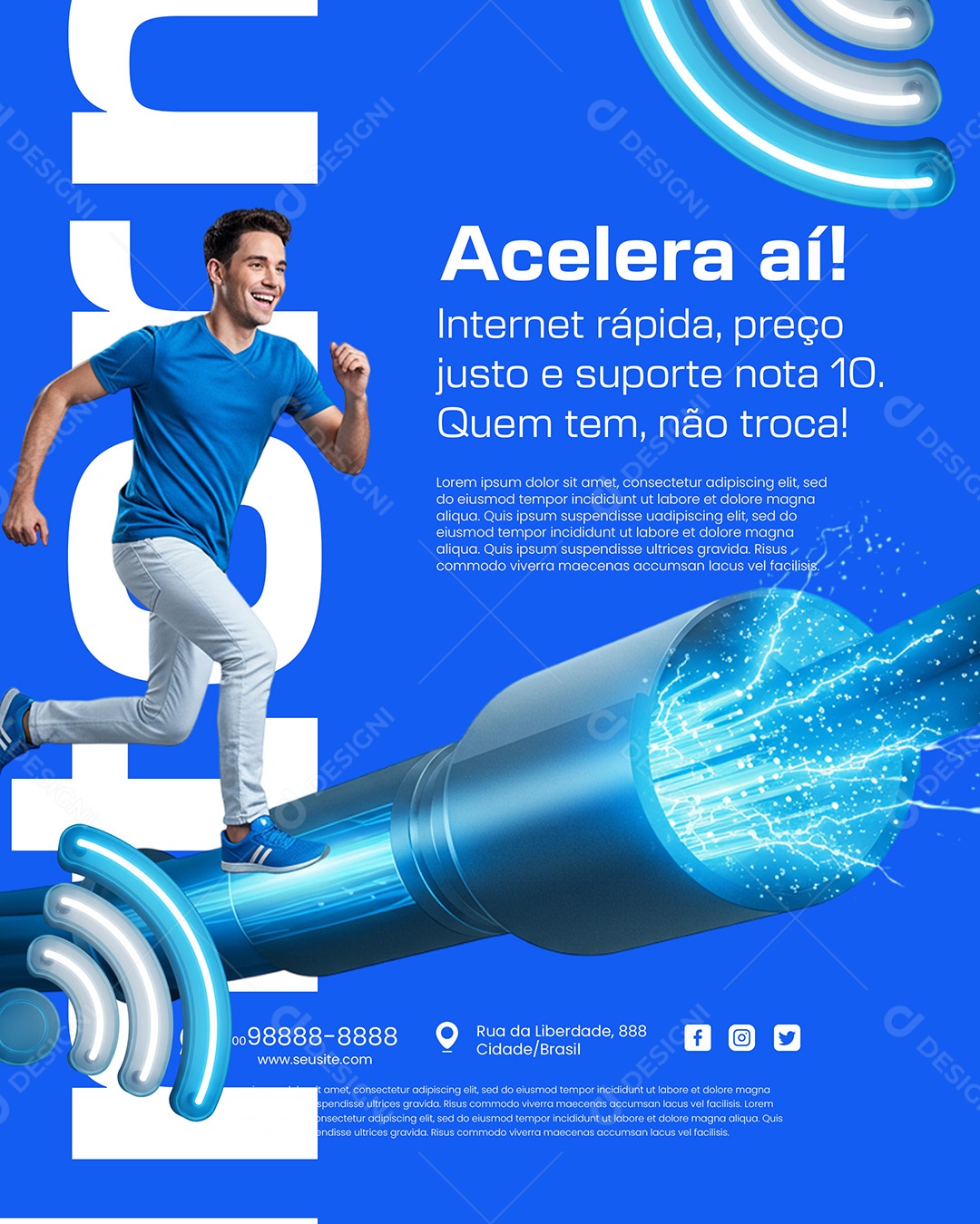 Turbo Net Provedor de Internet Suporte Técnico Rápido Social Media PSD Editável