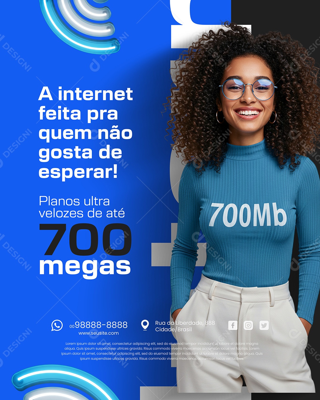 Turbo Net Provedor de Internet Suporte Técnico Rápido Social Media PSD Editável