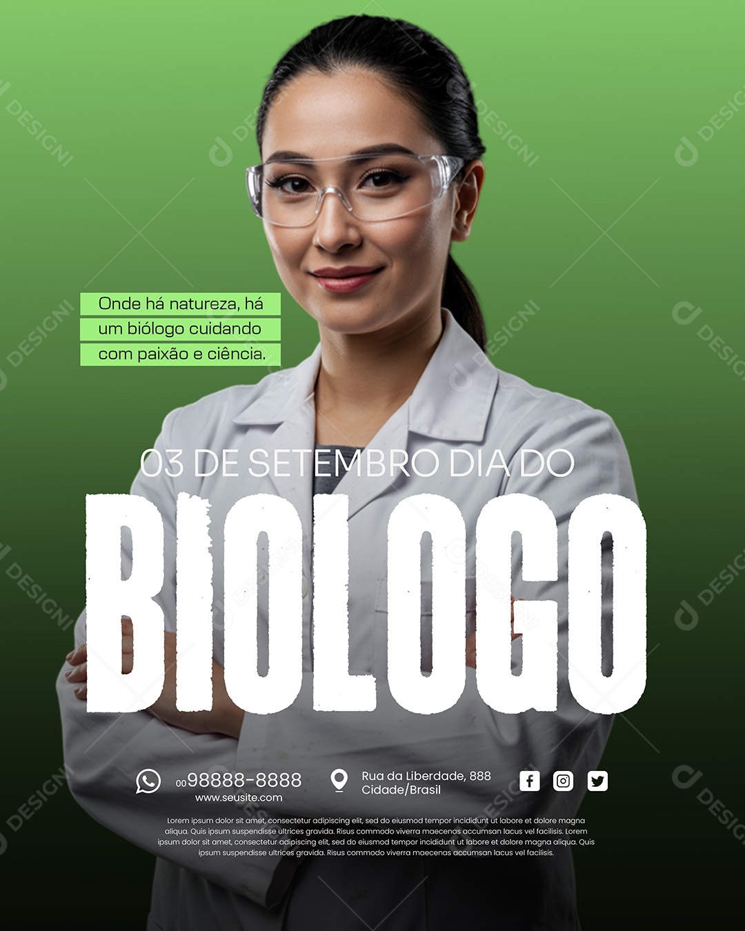 Dia Do Biólogo 03 de Setembro Parabéns Biólogos Social Media PSD Editável