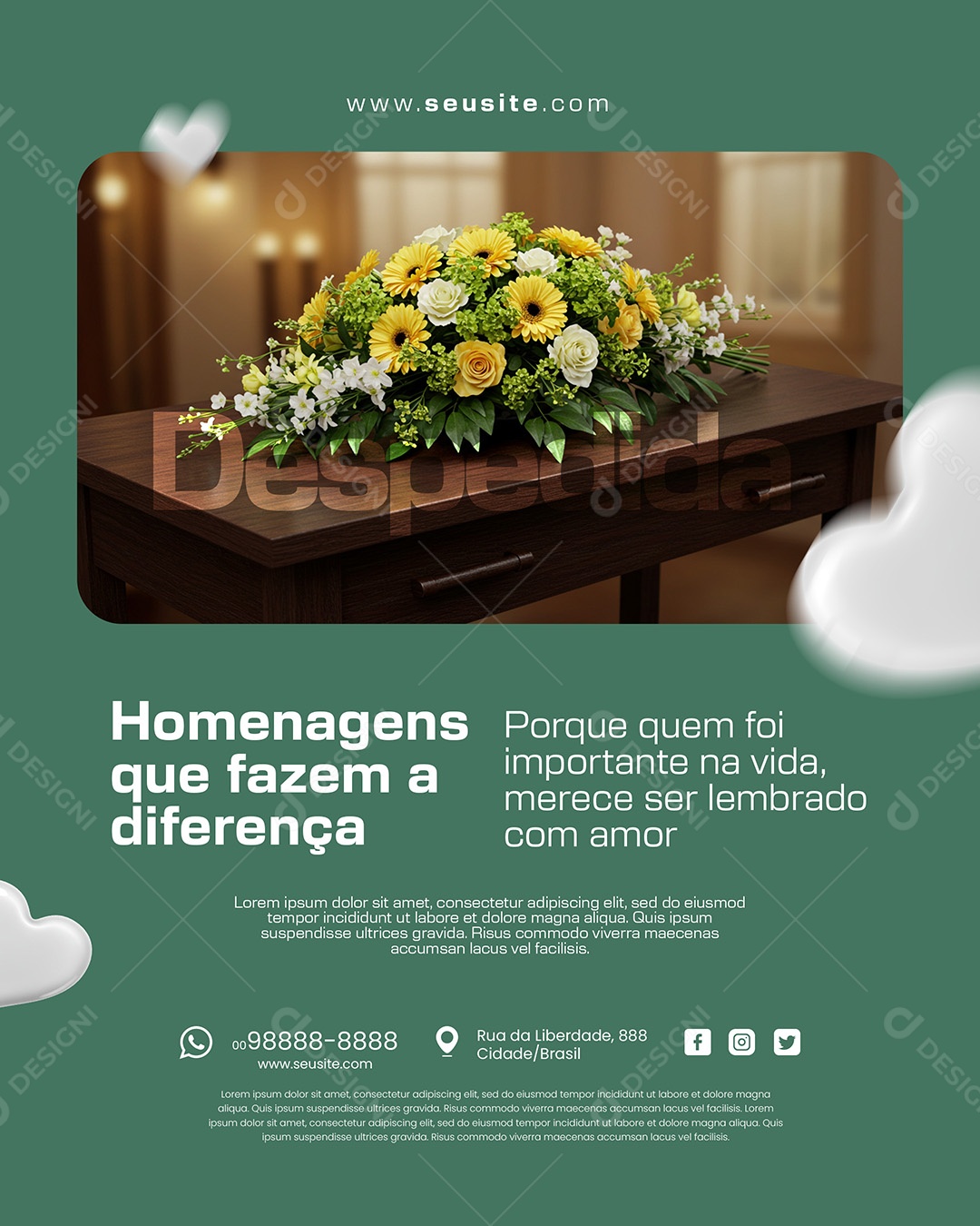 Funerária Homenagens Que Fazem A Diferença Social Media PSD Editável