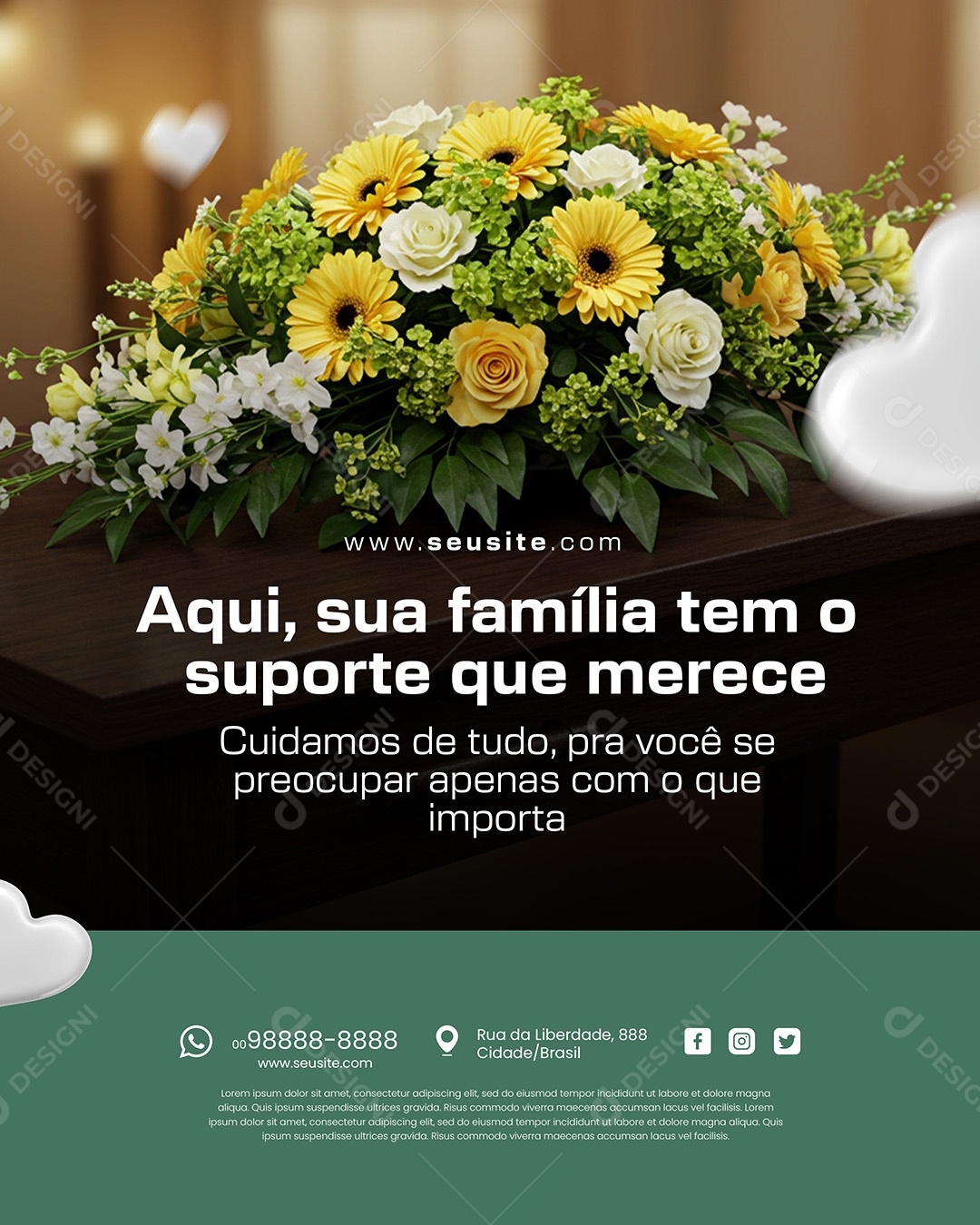 Funerária Aqui Sua Familia Tem O Suporter Que Merece Social Media PSD Editável