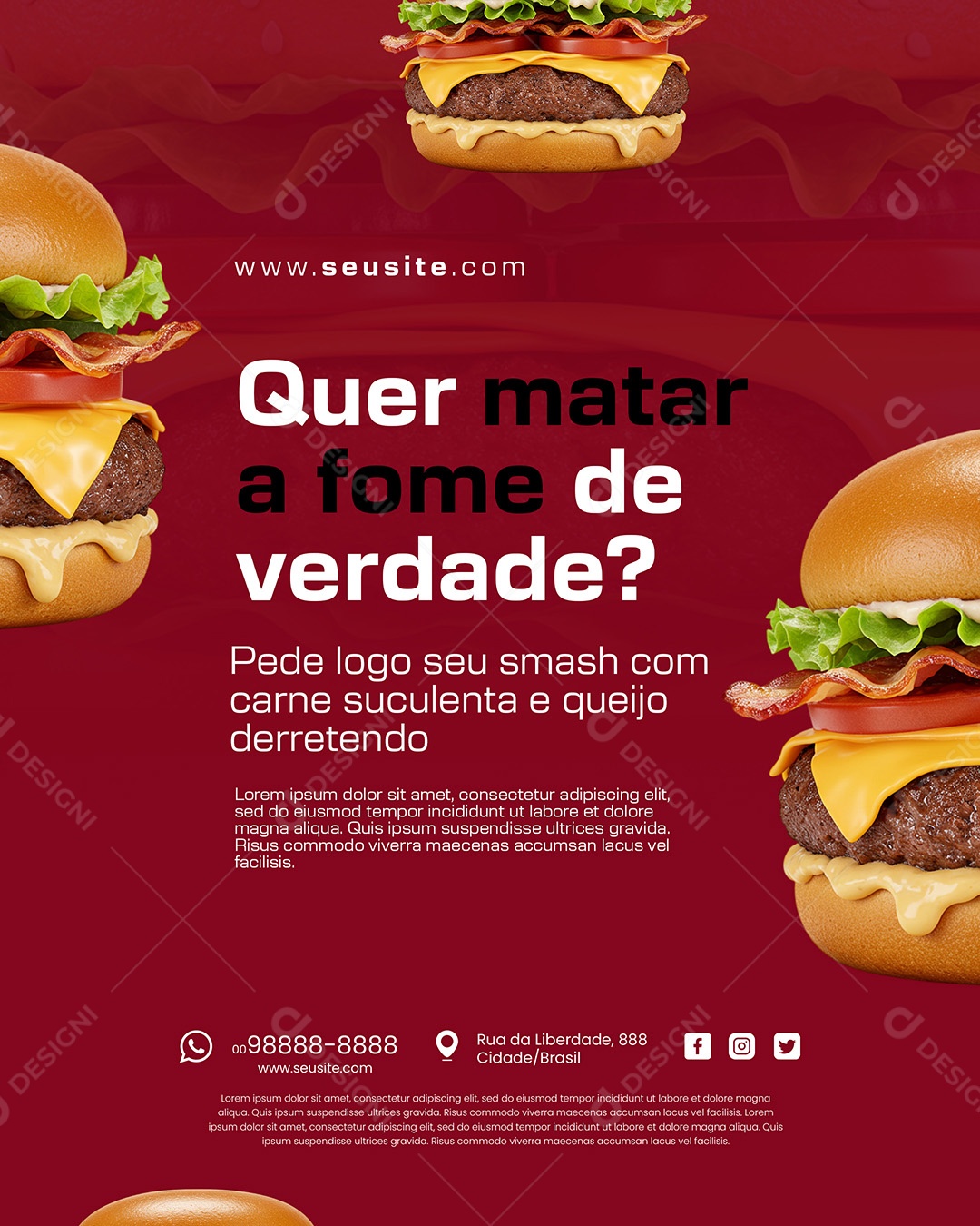 Comidas Ofertas Seu Burguer Tá Aqui Social Media PSD Editável