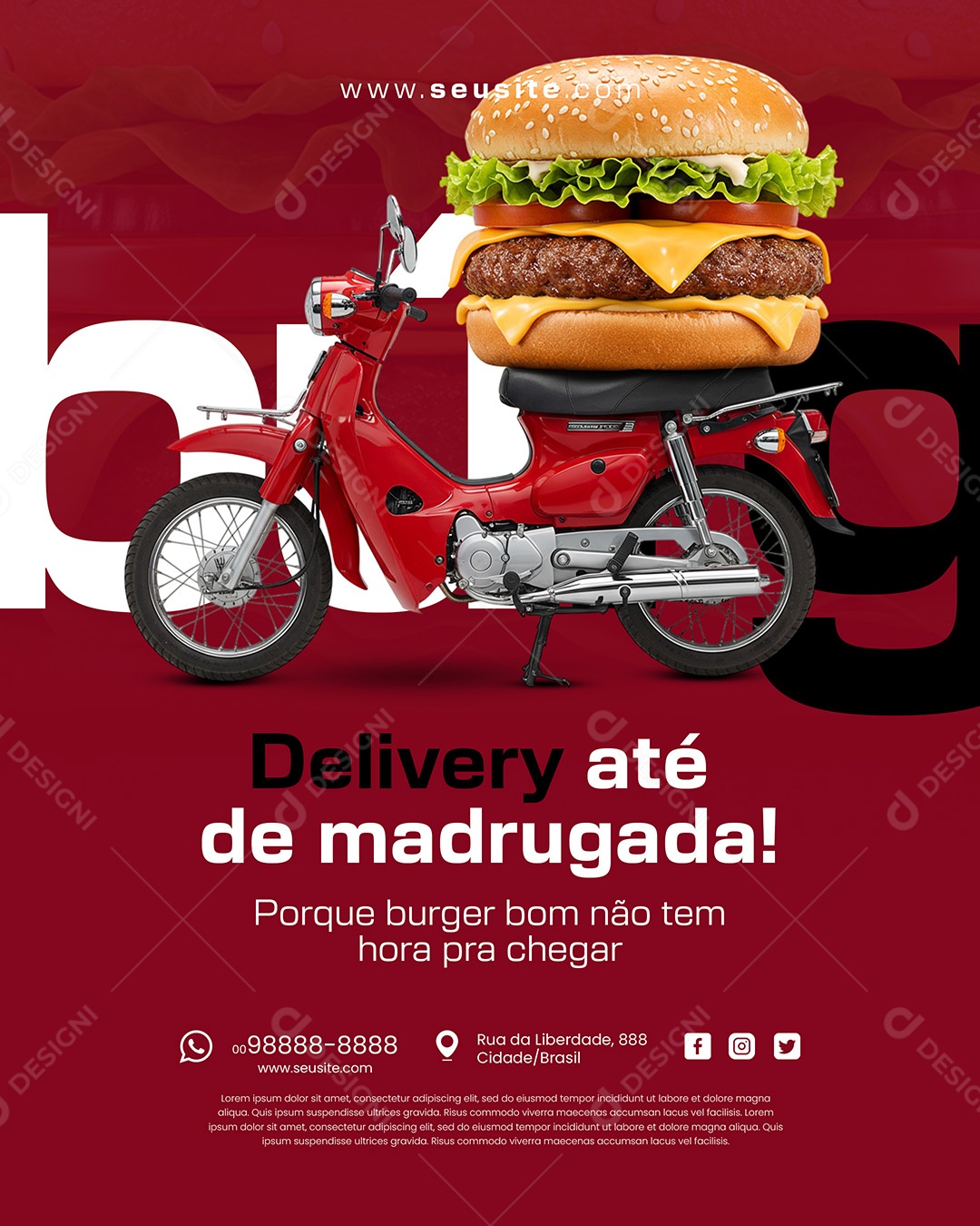 Comidas Ofertas Seu Burguer Tá Aqui Social Media PSD Editável