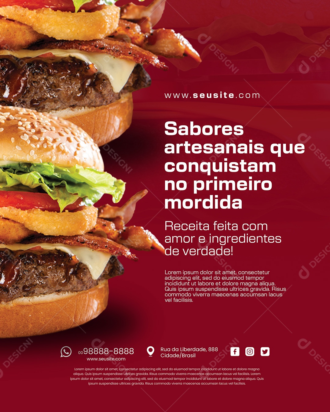 Comidas Ofertas Seu Burguer Tá Aqui Social Media PSD Editável