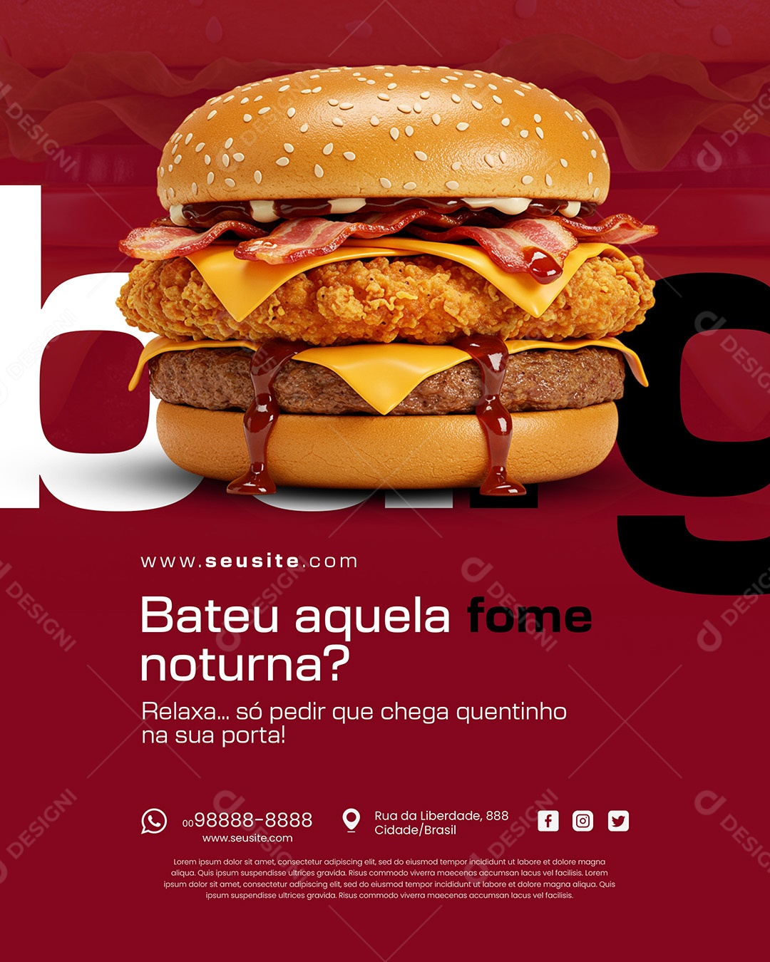 Comidas Ofertas Seu Burguer Tá Aqui Social Media PSD Editável