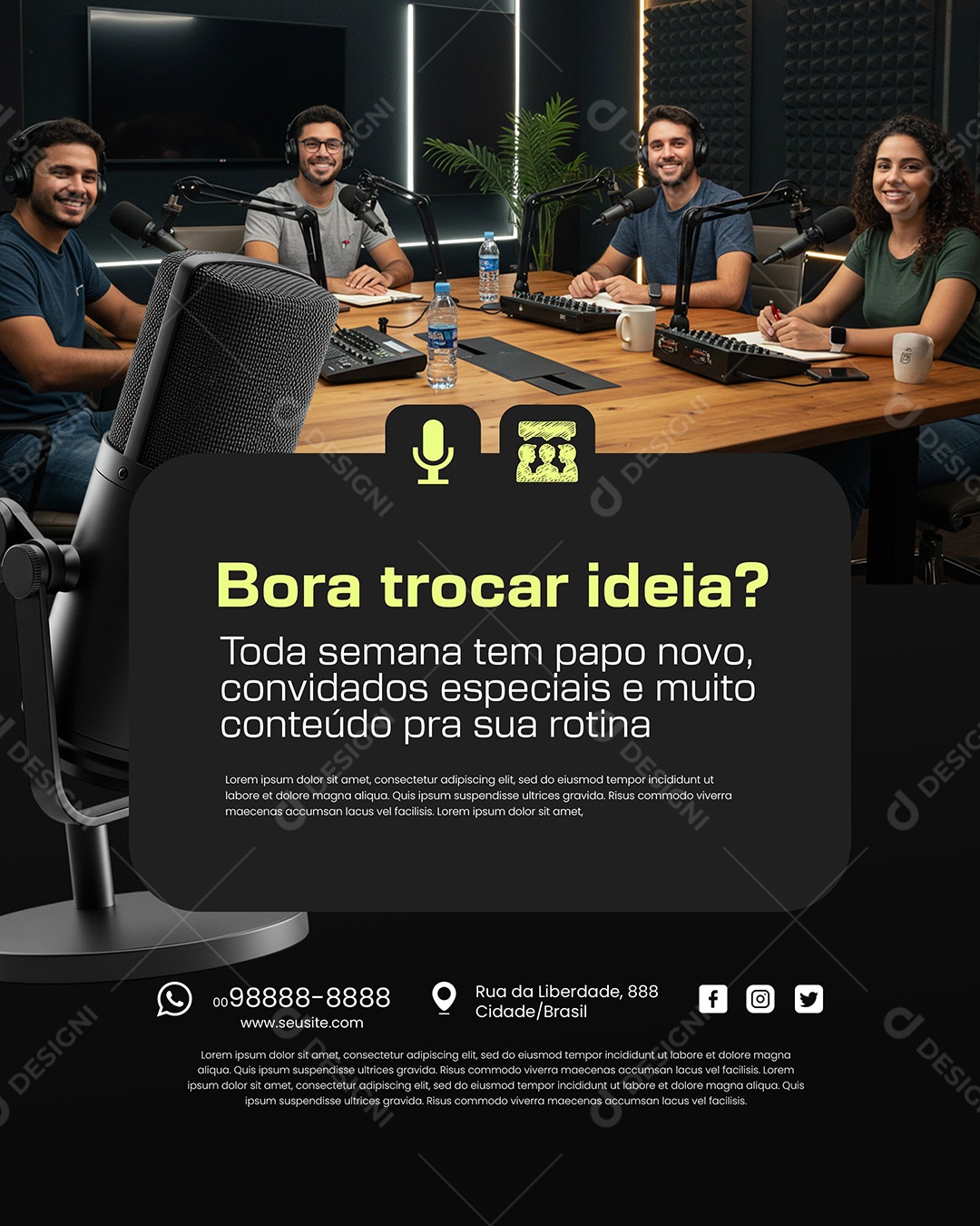 Podcast Estamos no Ar Empresa Social Media PSD Editável