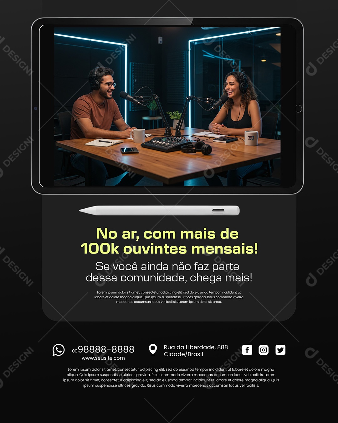 Podcast Estamos no Ar Empresa Social Media PSD Editável