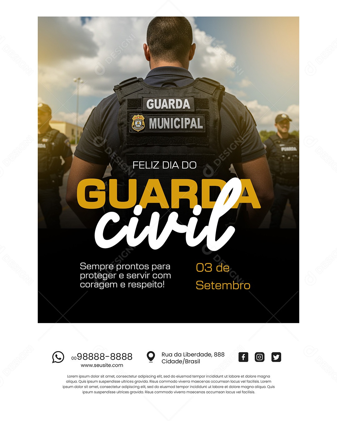 Dia do Guarda Civil 03 de Setembro Social Media PSD Editável