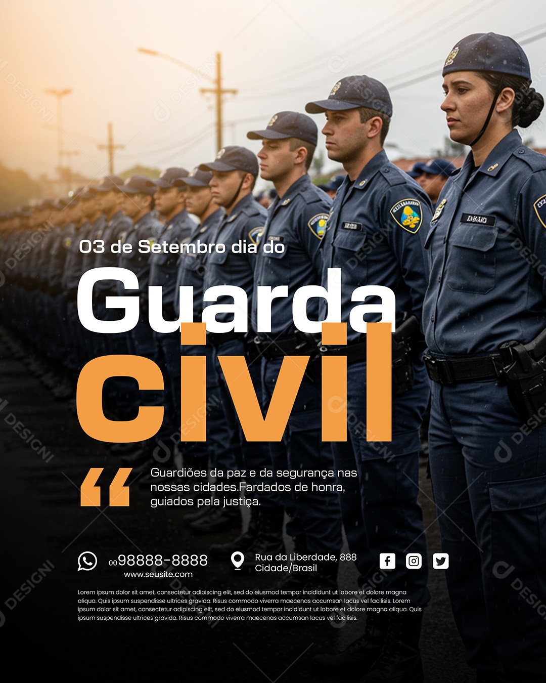 Dia do Guarda Civil 03 de Setembro Social Media PSD Editável