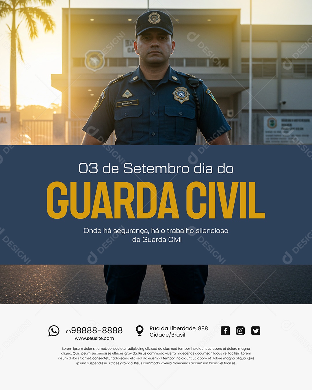 Dia do Guarda Civil 03 de Setembro Social Media PSD Editável