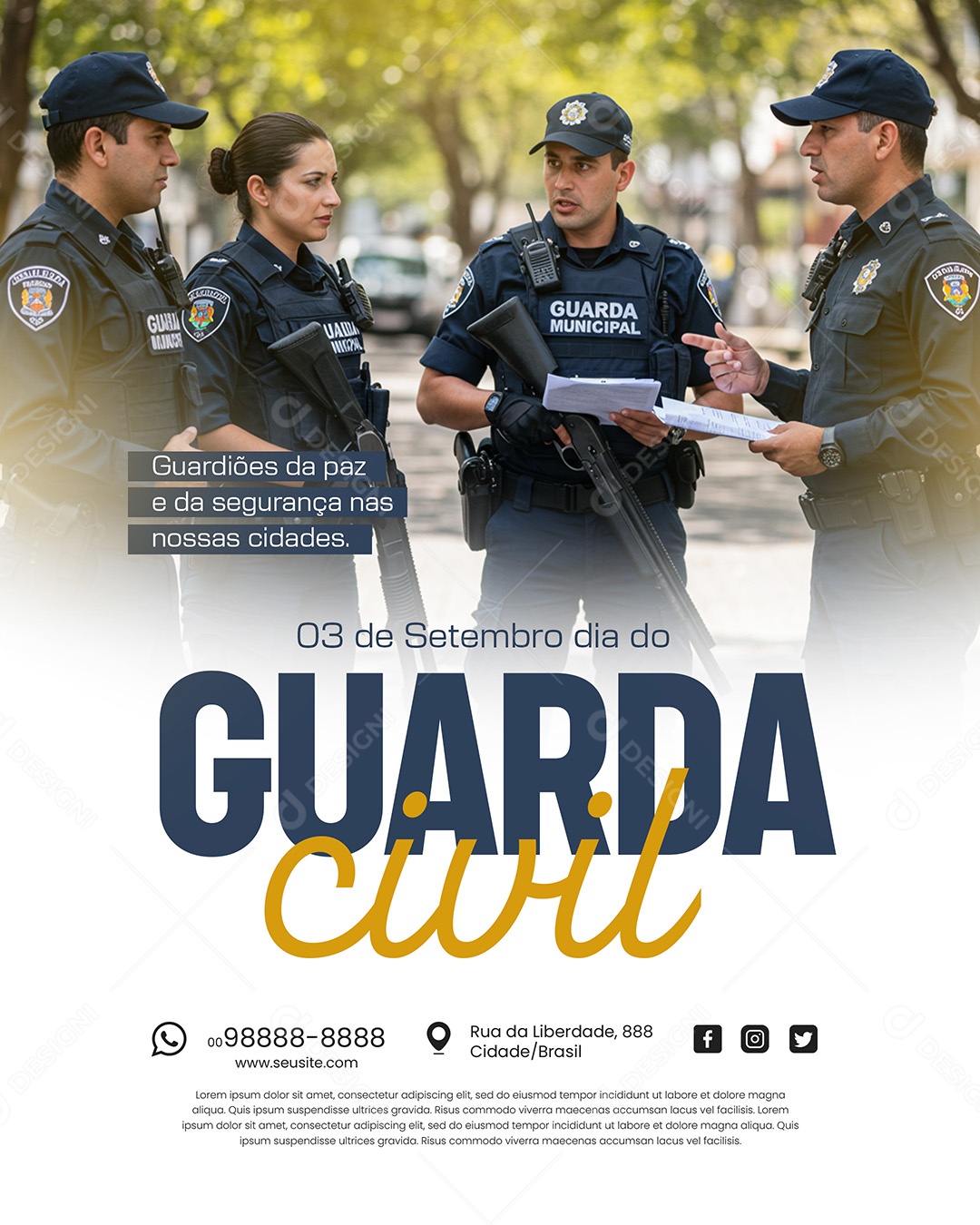 Dia do Guarda Civil 03 de Setembro Social Media PSD Editável