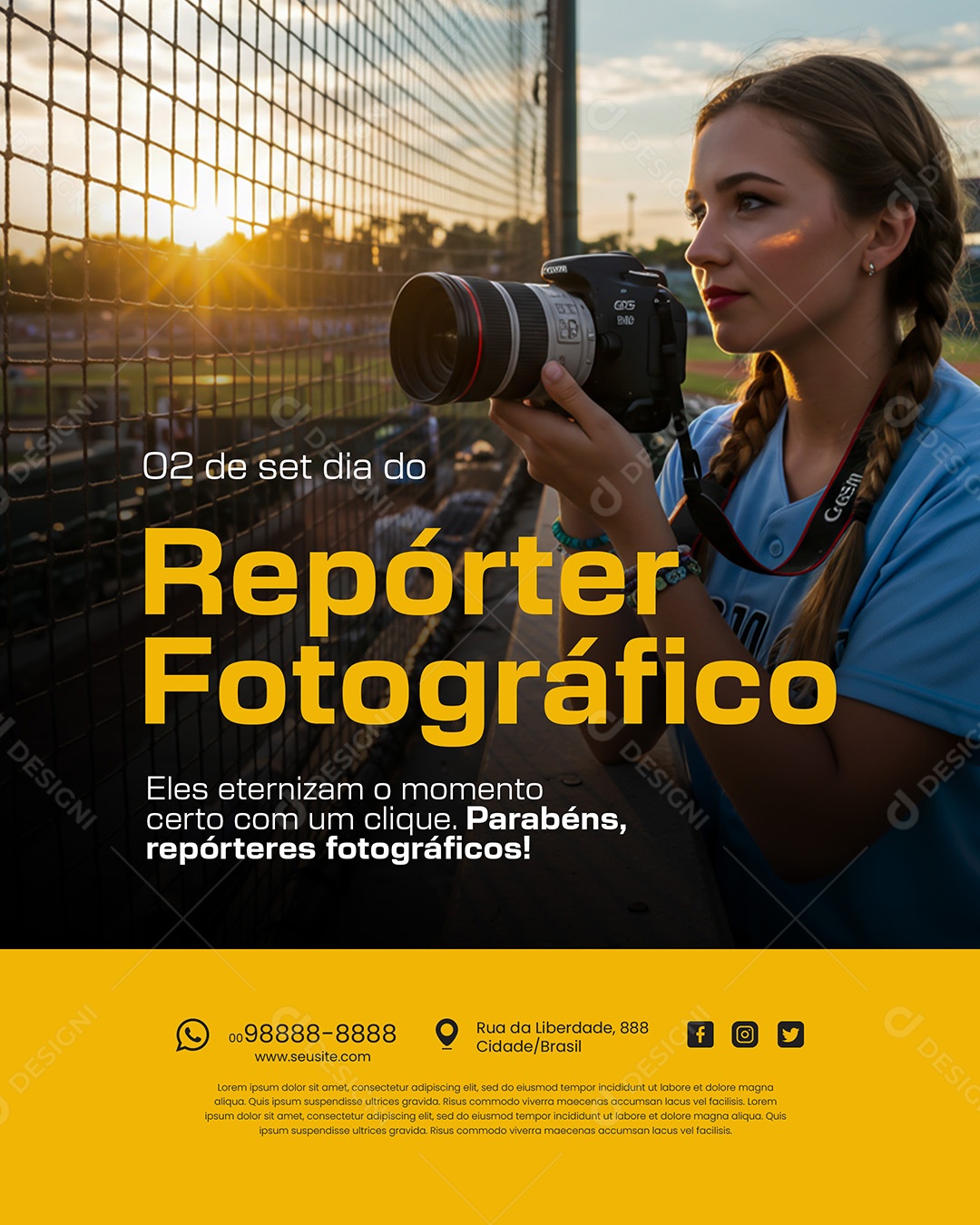 Dia do Repórter Fotográfico 02 de Setembro Social Media PSD Editável
