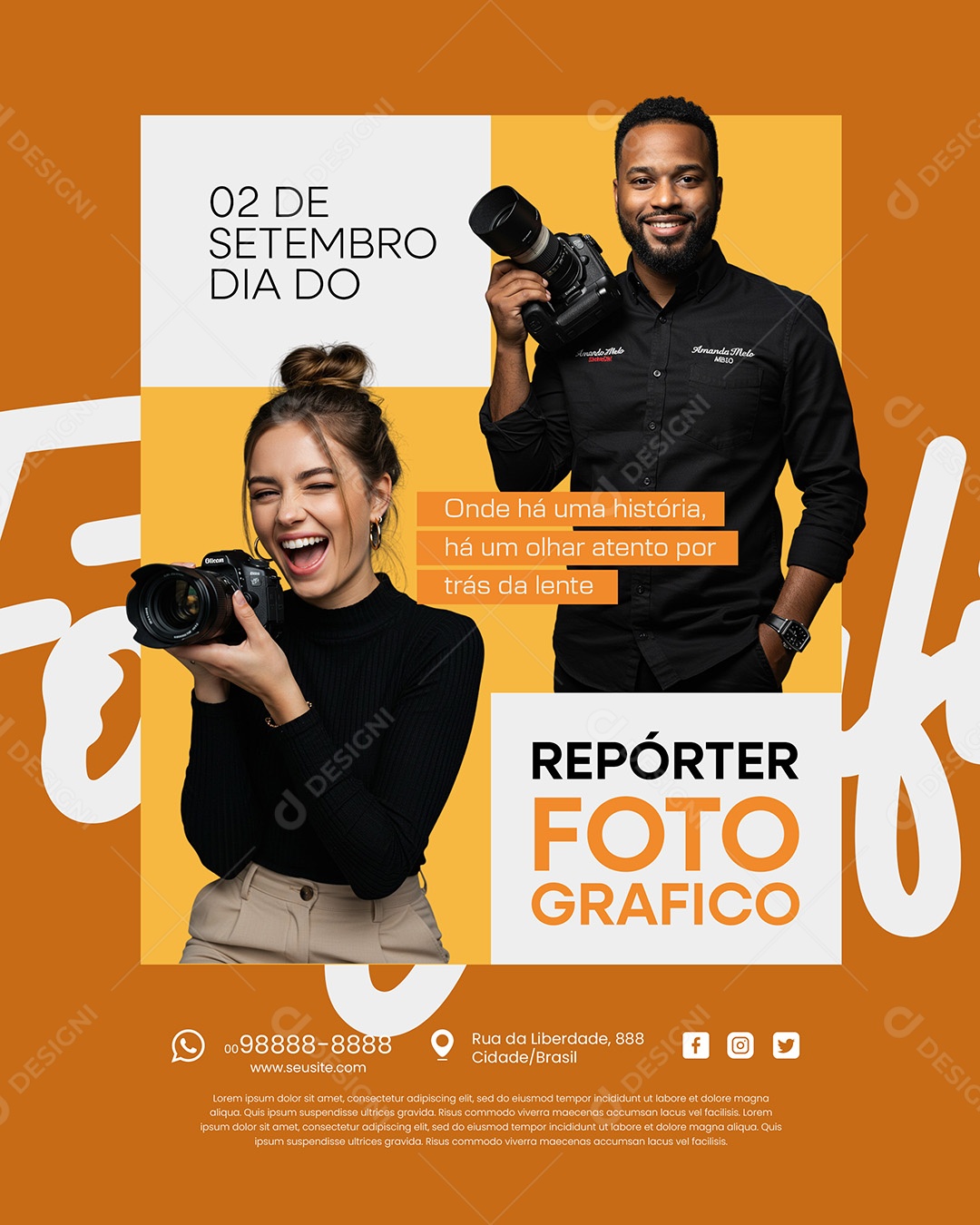 Dia do Repórter Fotográfico 02 de Setembro Social Media PSD Editável