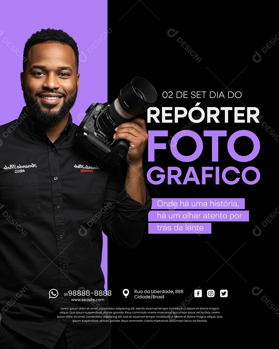 Dia do Repórter Fotográfico 02 de Setembro Social Media PSD Editável