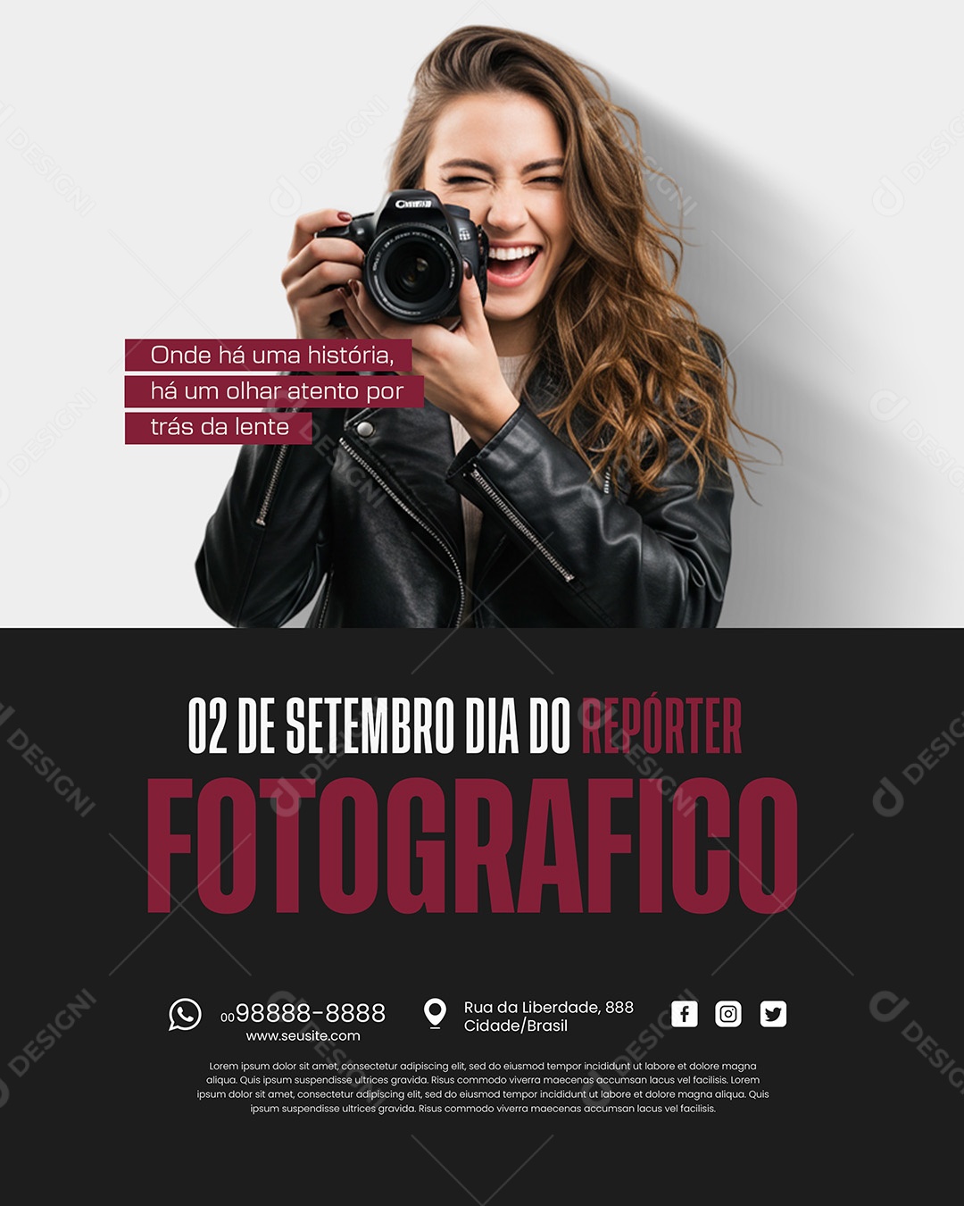 Dia do Repórter Fotográfico 02 de Setembro Social Media PSD Editável