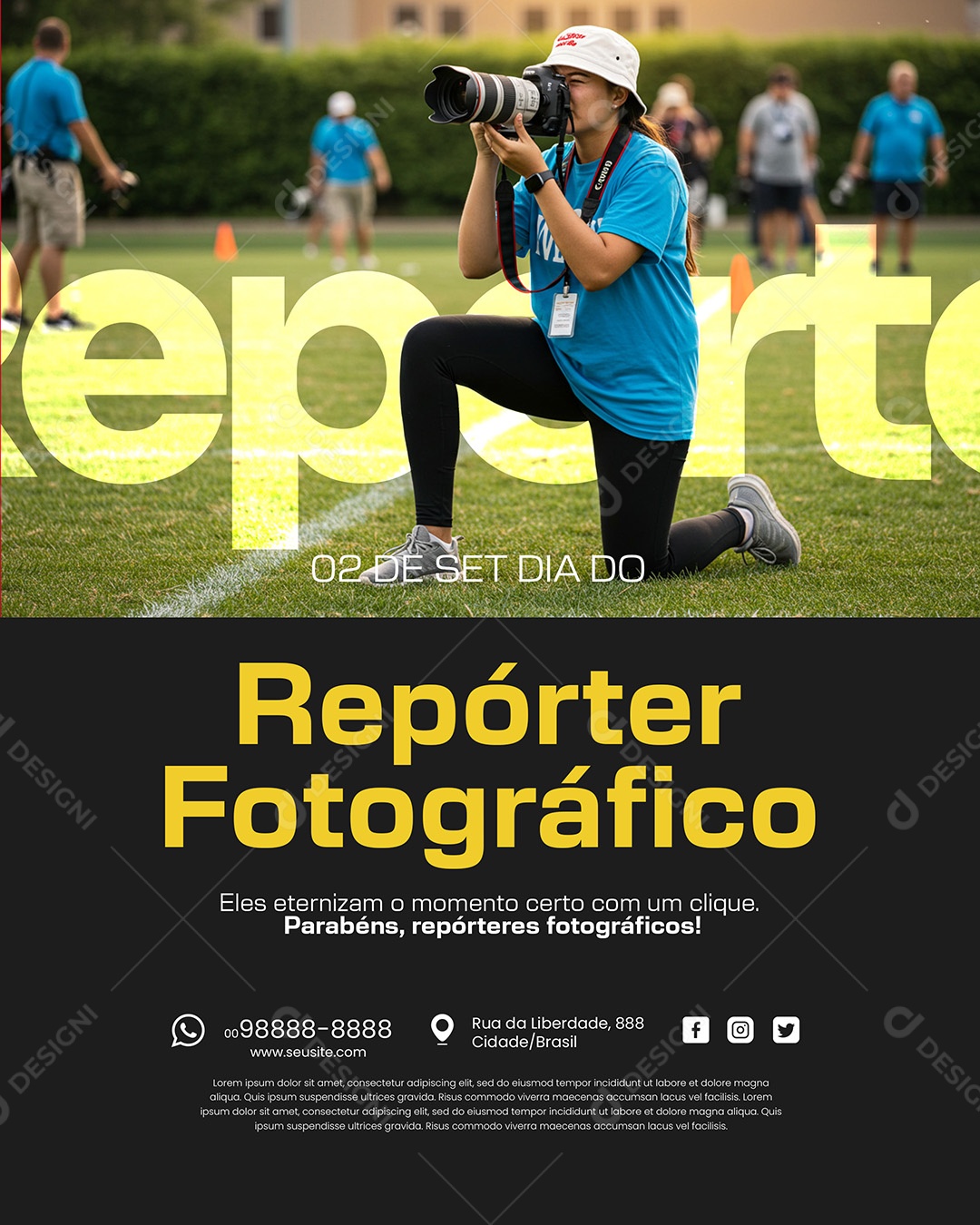 Dia do Repórter Fotográfico 02 de Setembro Social Media PSD Editável