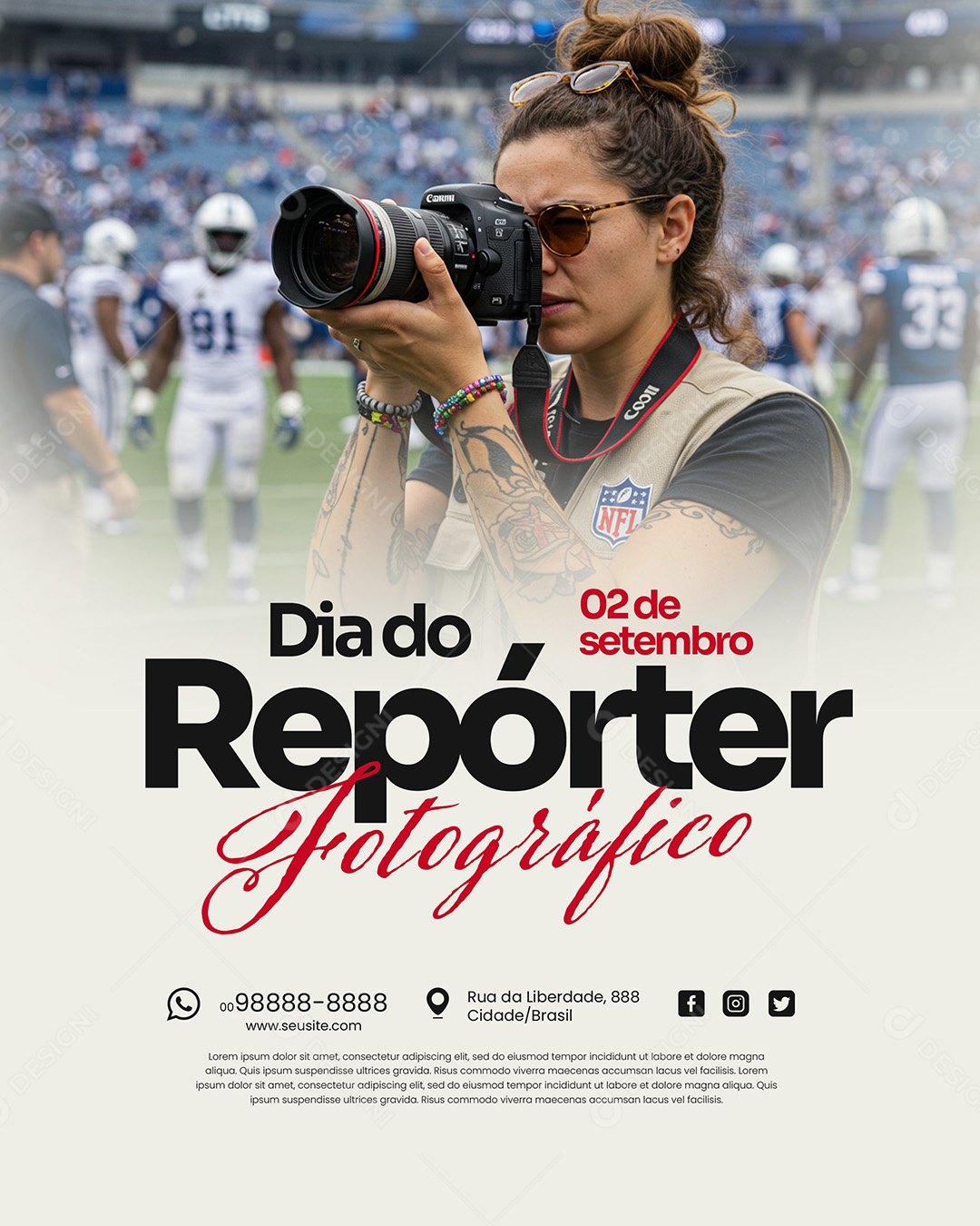 Dia do Repórter Fotográfico 02 de Setembro Social Media PSD Editável
