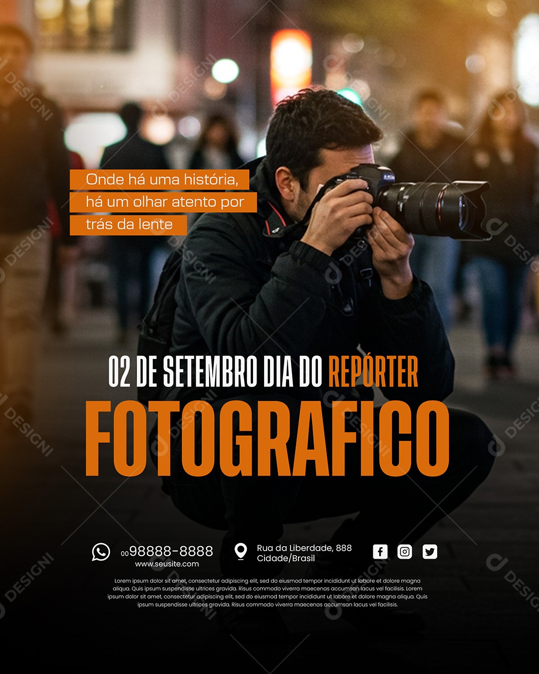 Dia do Repórter Fotográfico 02 de Setembro Social Media PSD Editável