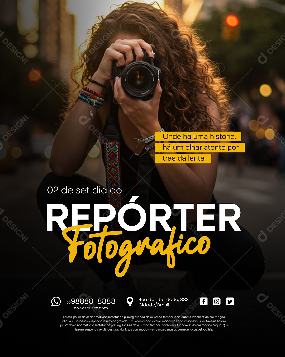 Dia do Repórter Fotográfico 02 de Setembro Social Media PSD Editável