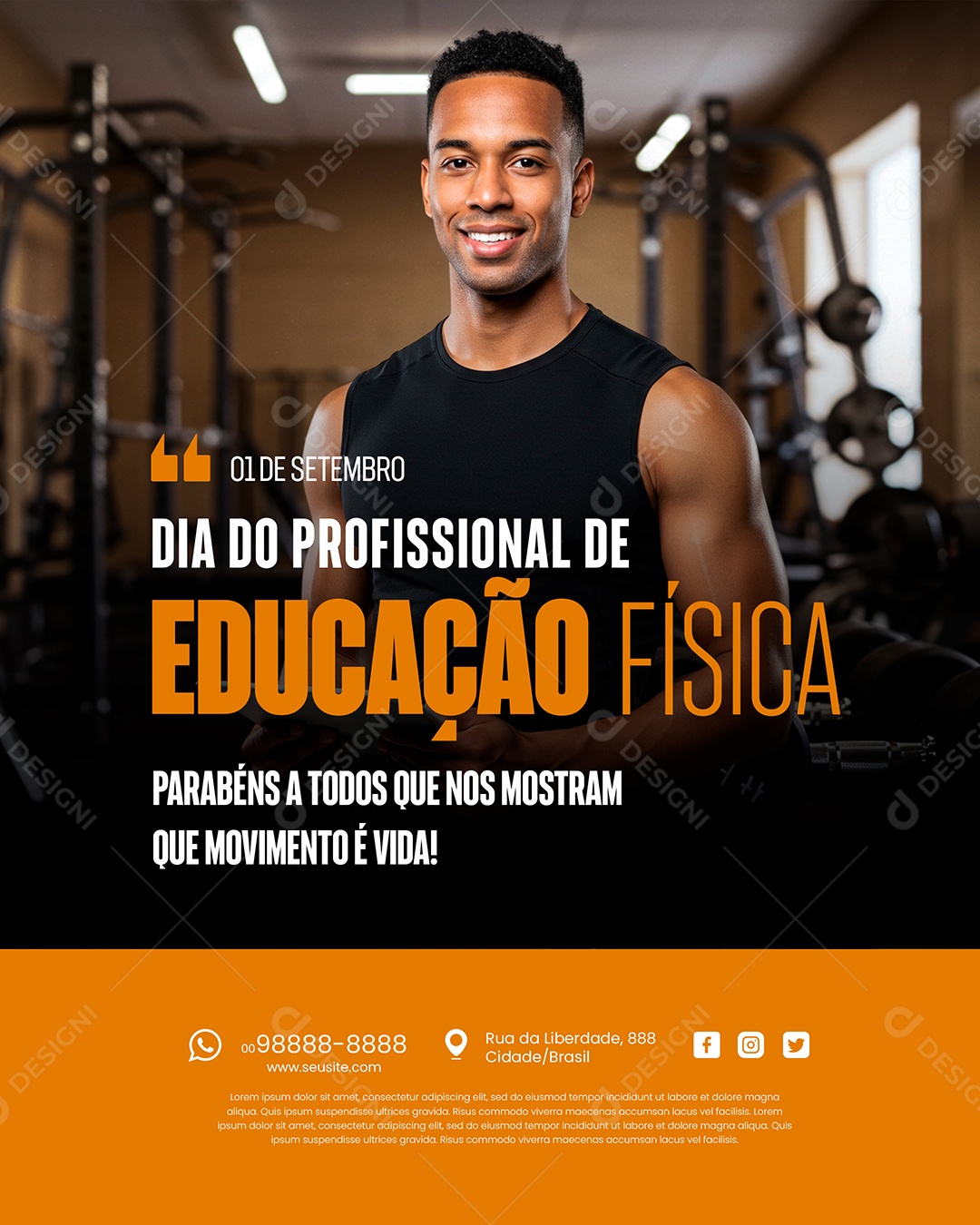 Feliz Dia do Profissional de Educação Física 01 de Setembro Social Media PSD Editável