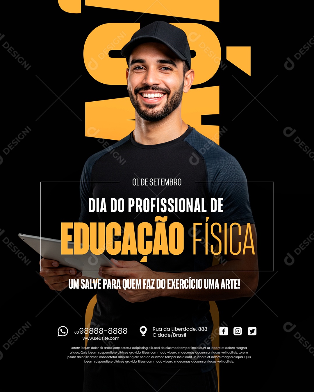 Feliz Dia do Profissional de Educação Física 01 de Setembro Social Media PSD Editável