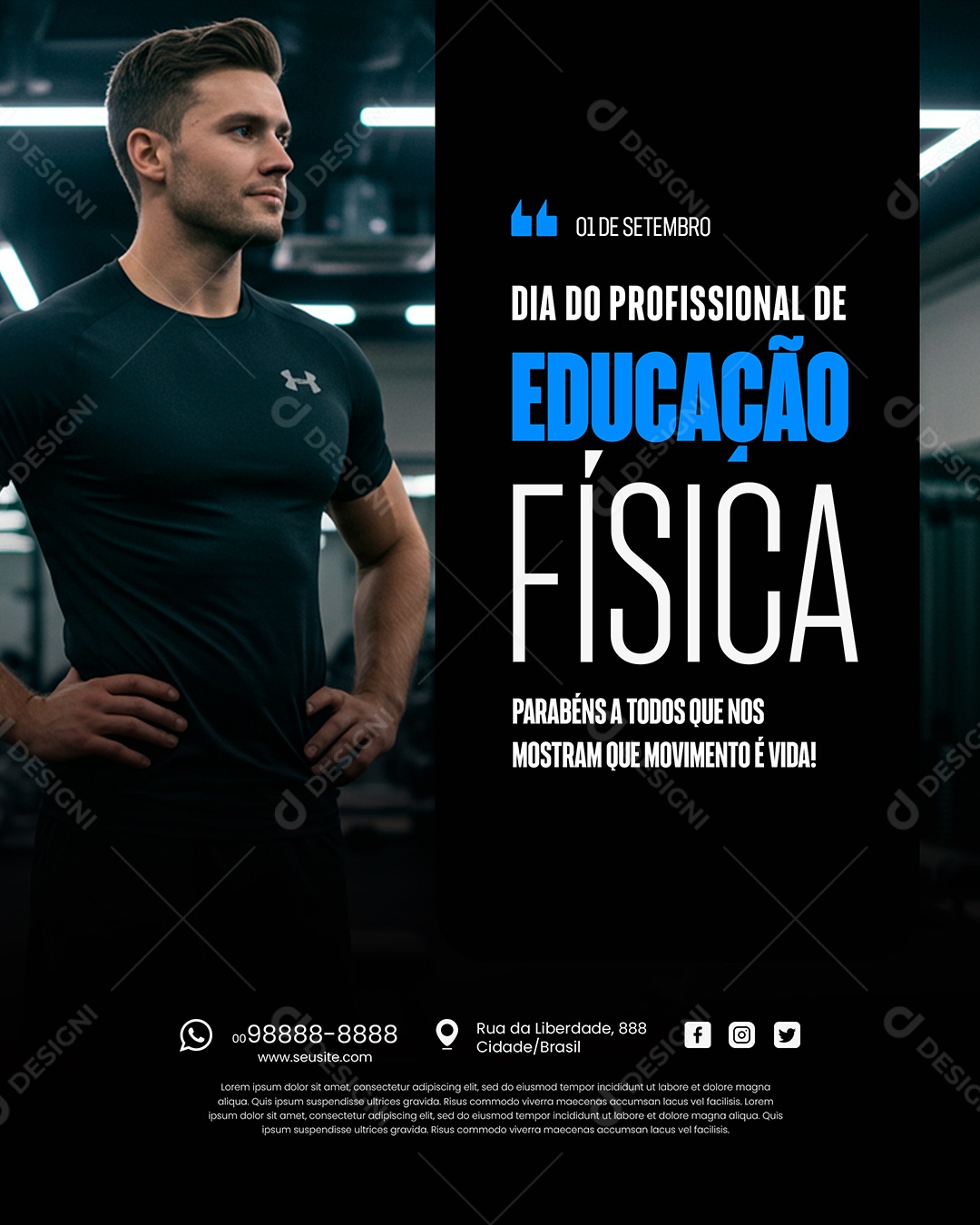 Feliz Dia do Profissional de Educação Física 01 de Setembro Social Media PSD Editável