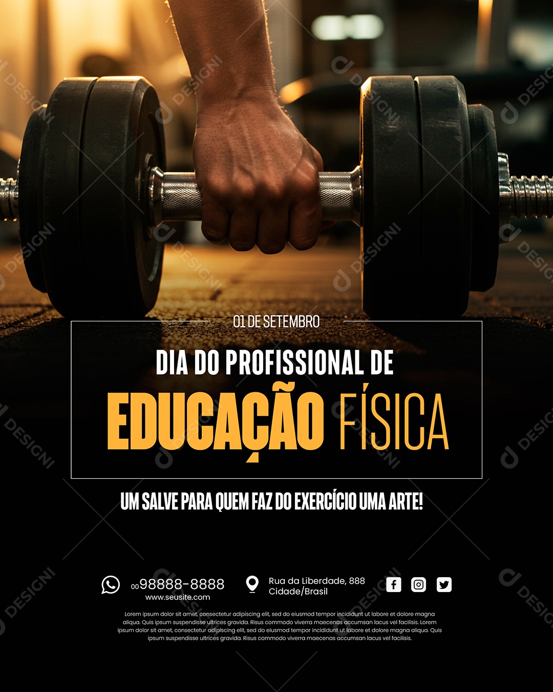 Feliz Dia do Profissional de Educação Física 01 de Setembro Social Media PSD Editável