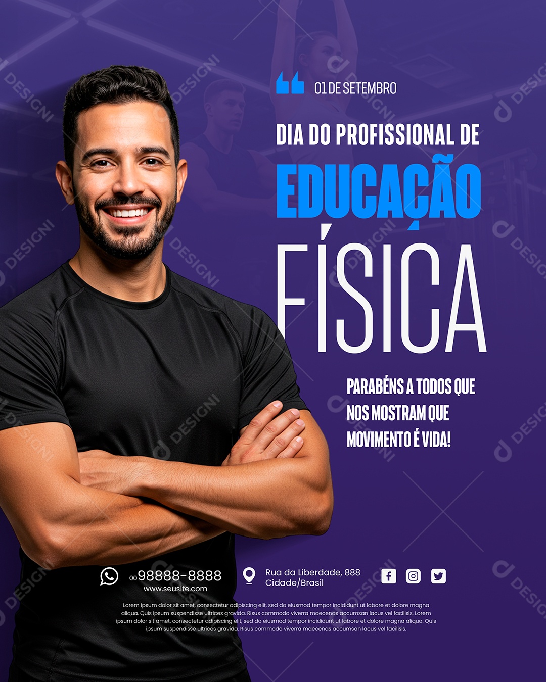 Feliz Dia do Profissional de Educação Física 01 de Setembro Social Media PSD Editável