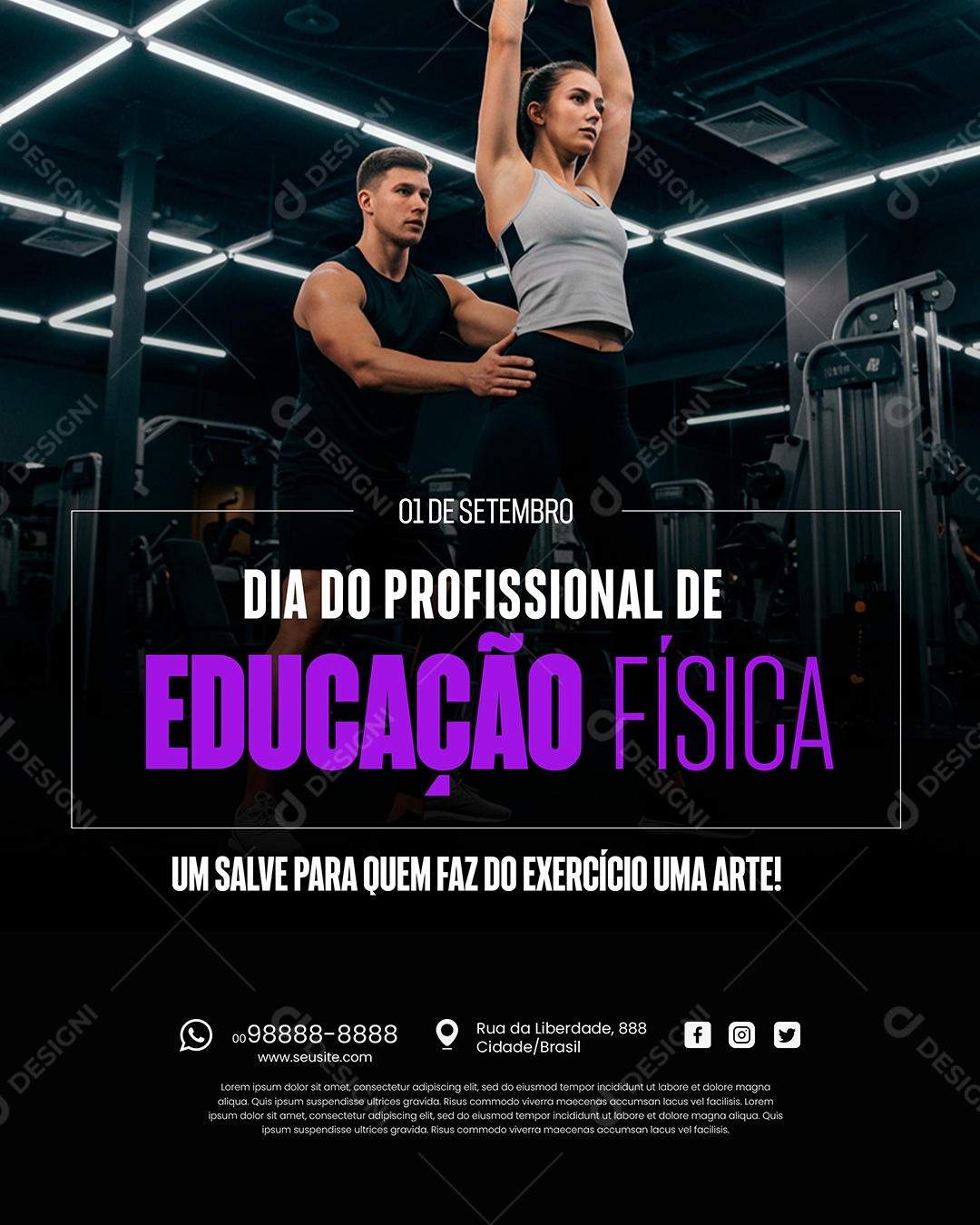 Feliz Dia do Profissional de Educação Física 01 de Setembro Social Media PSD Editável