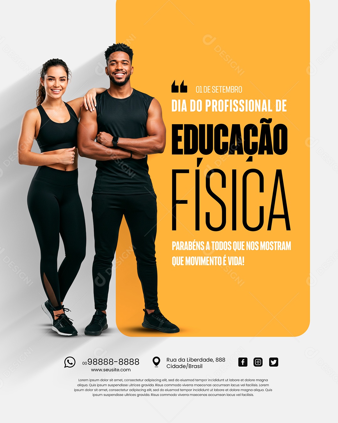 Feliz Dia do Profissional de Educação Física 01 de Setembro Social Media PSD Editável