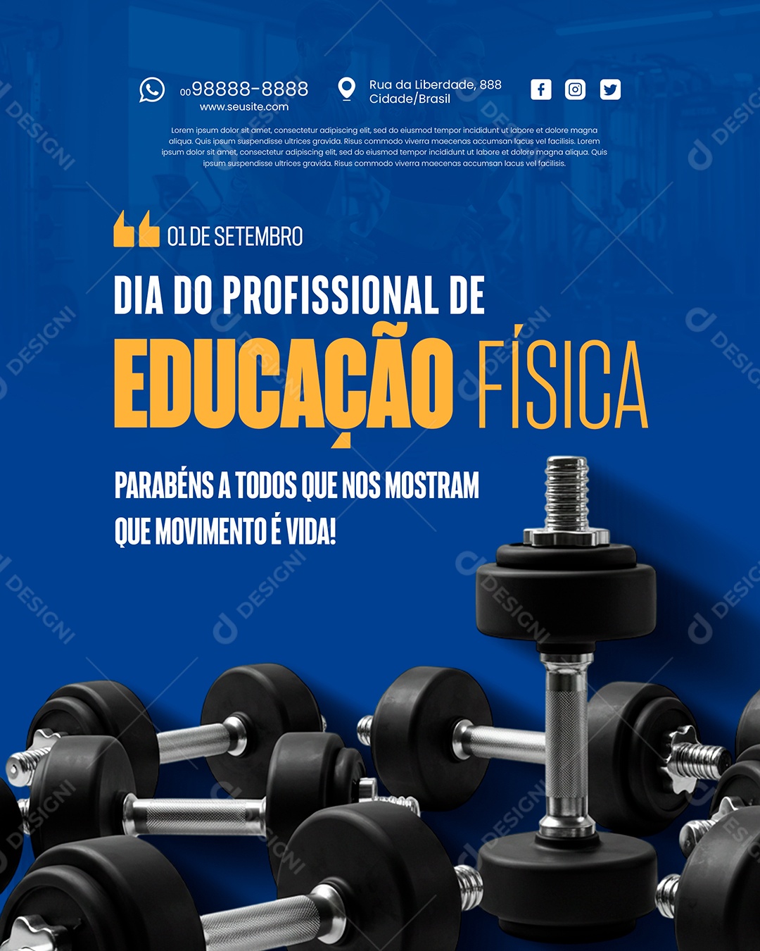 Feliz Dia do Profissional de Educação Física 01 de Setembro Social Media PSD Editável