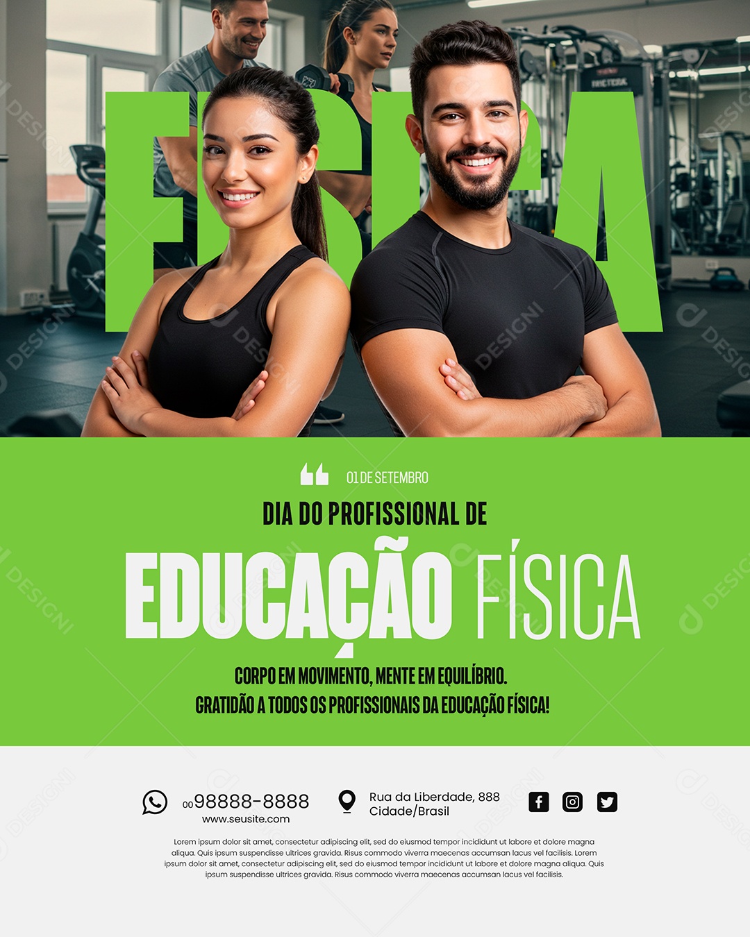 Feliz Dia do Profissional de Educação Física 01 de Setembro Social Media PSD Editável
