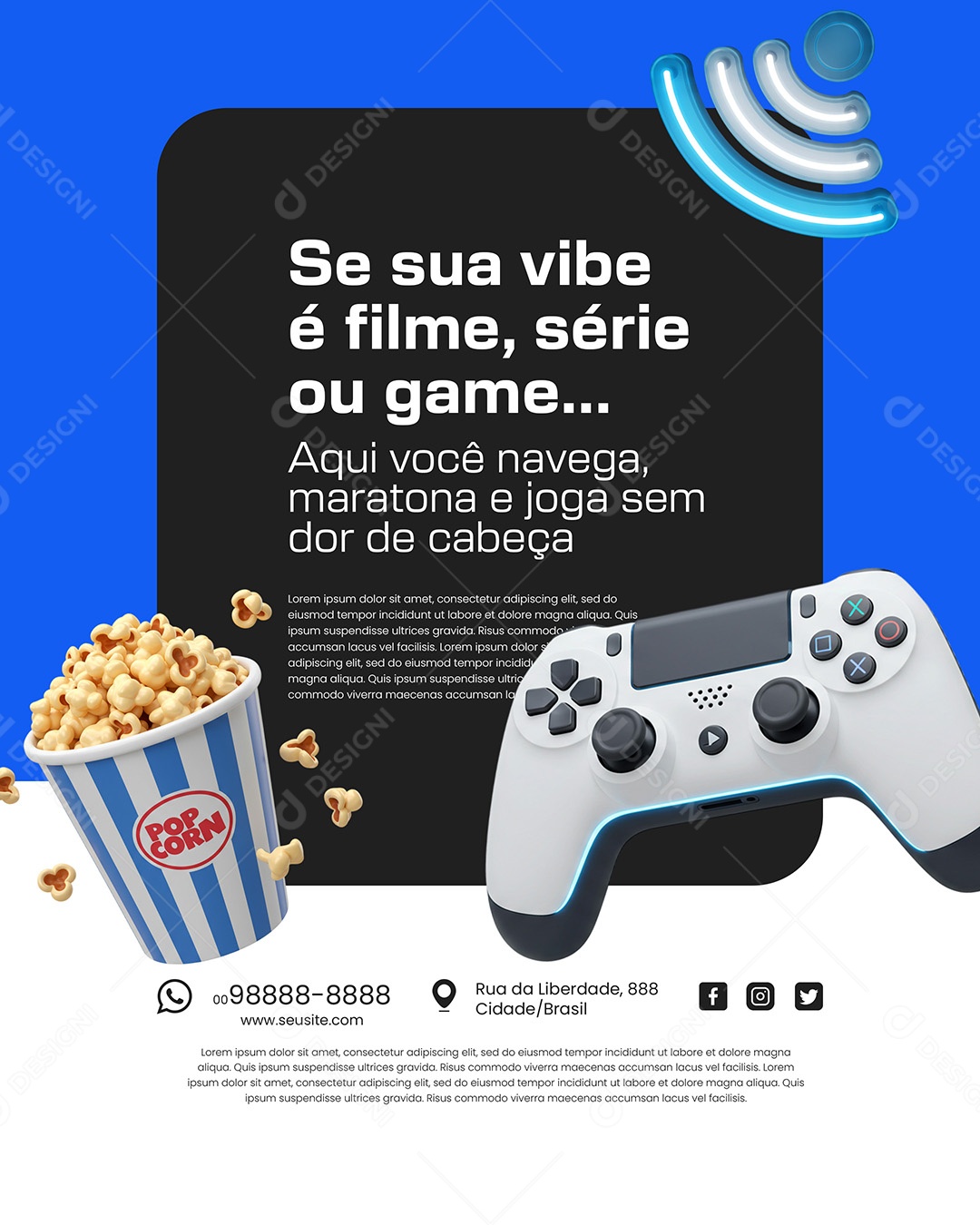 Turbo Net Provedor de Internet Suporte Técnico Rápido Social Media PSD Editável