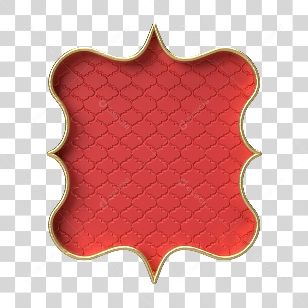 Moldura Vermelha Ornamentada para Composição PNG Transparente