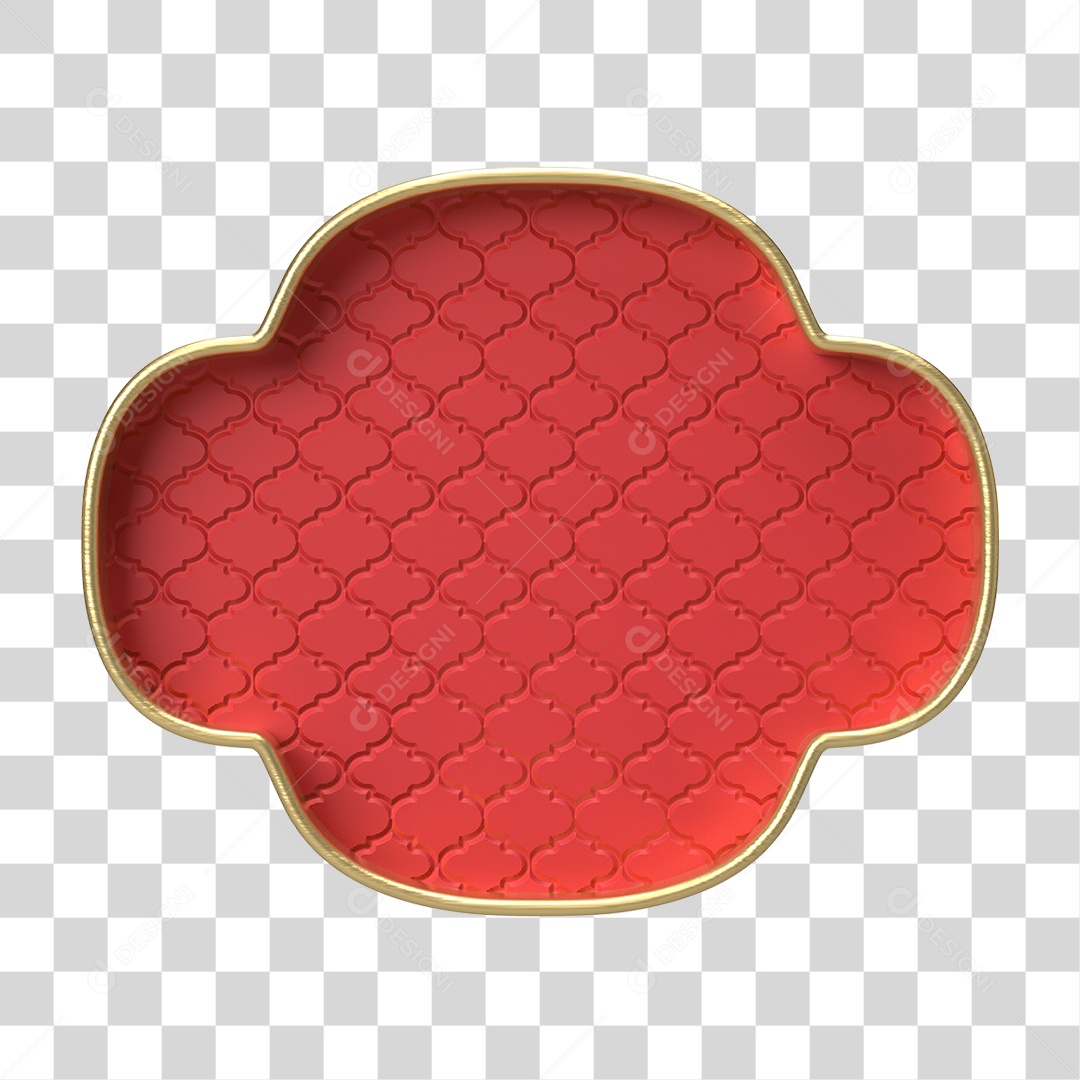 Moldura Vermelha Ornamentada para Composição PNG Transparente