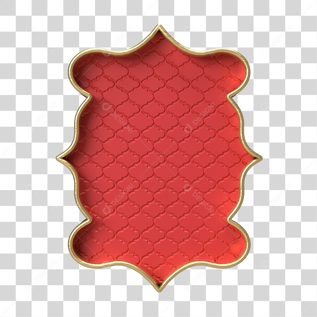 Moldura Vermelha Ornamentada para Composição PNG Transparente
