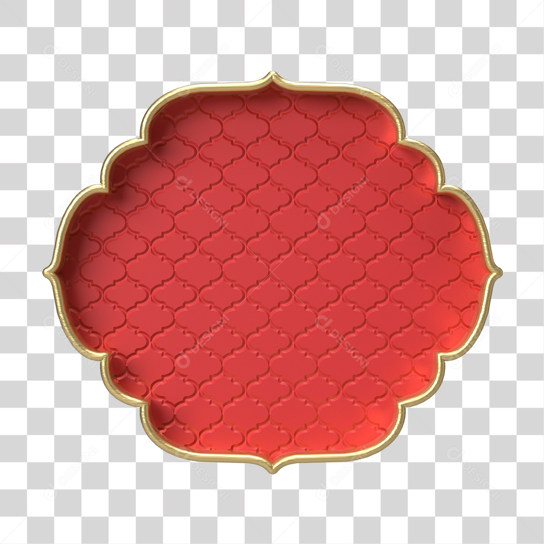 Moldura Vermelha Ornamentada para Composição PNG Transparente