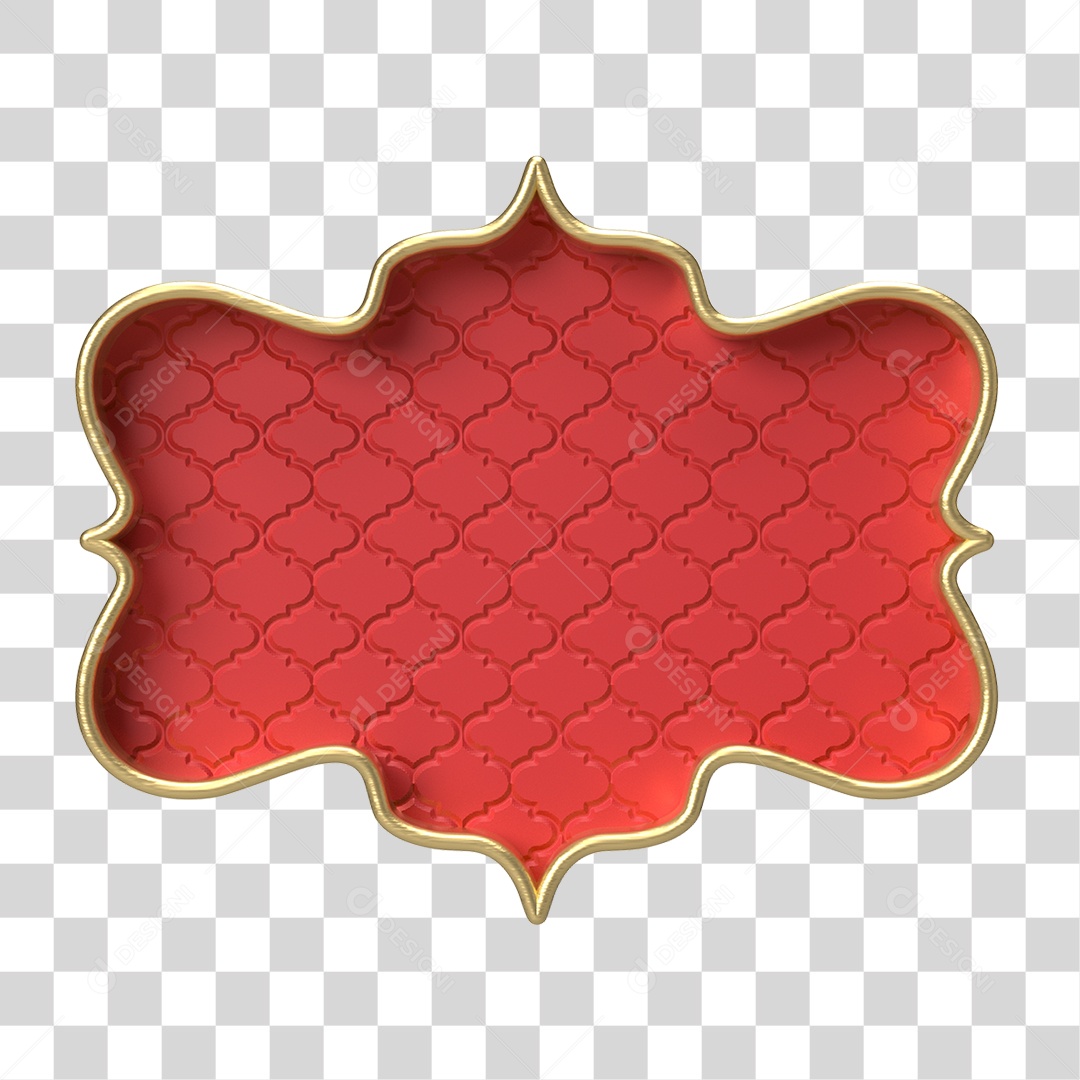 Moldura Vermelha Ornamentada para Composição PNG Transparente