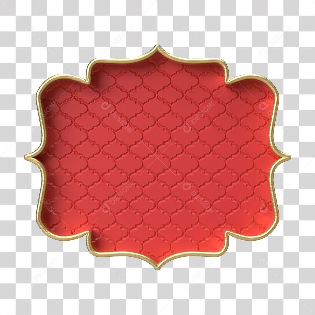 Moldura Vermelha Ornamentada para Composição PNG Transparente