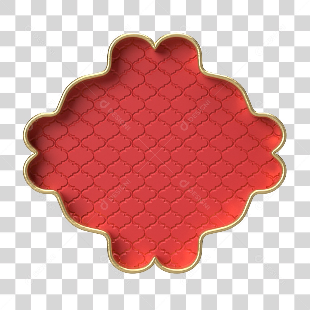 Moldura Vermelha Ornamentada para Composição PNG Transparente