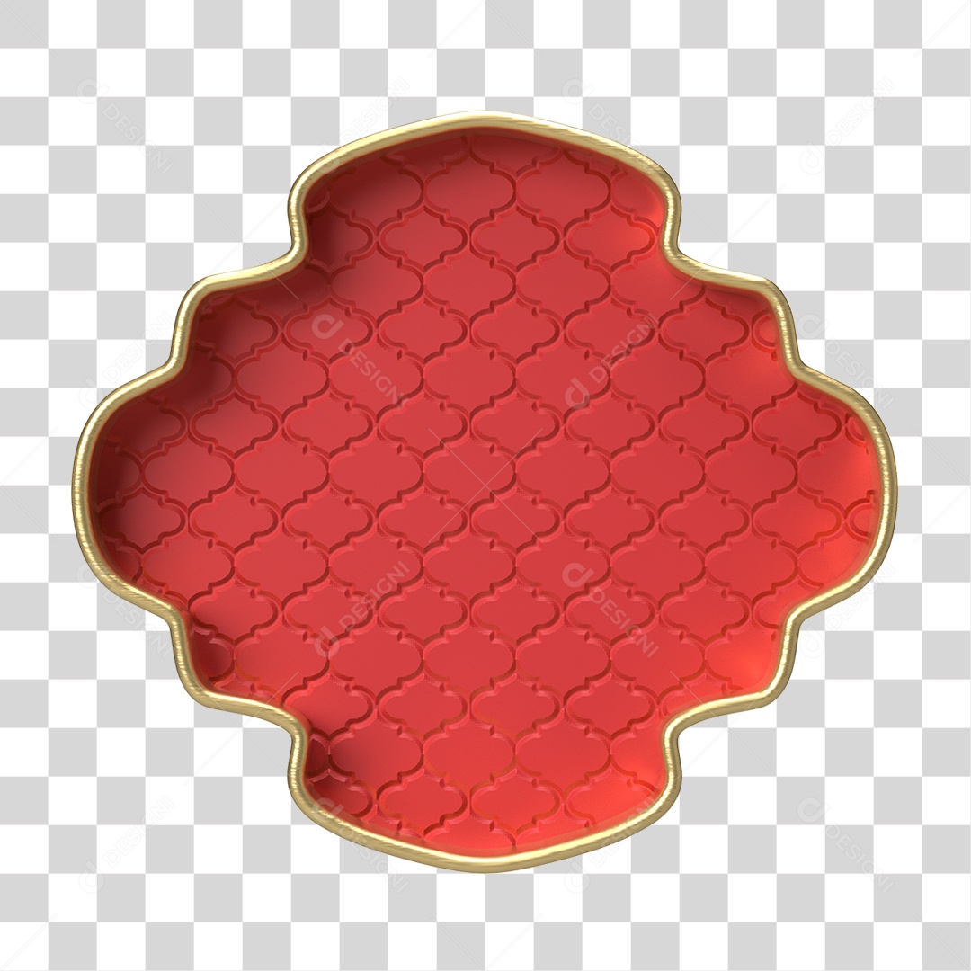 Moldura Vermelha Ornamentada para Composição PNG Transparente
