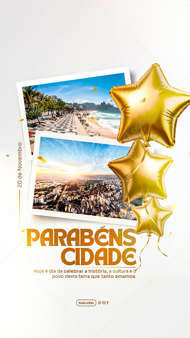 Story Parabéns Cidade Social Media PSD Editável