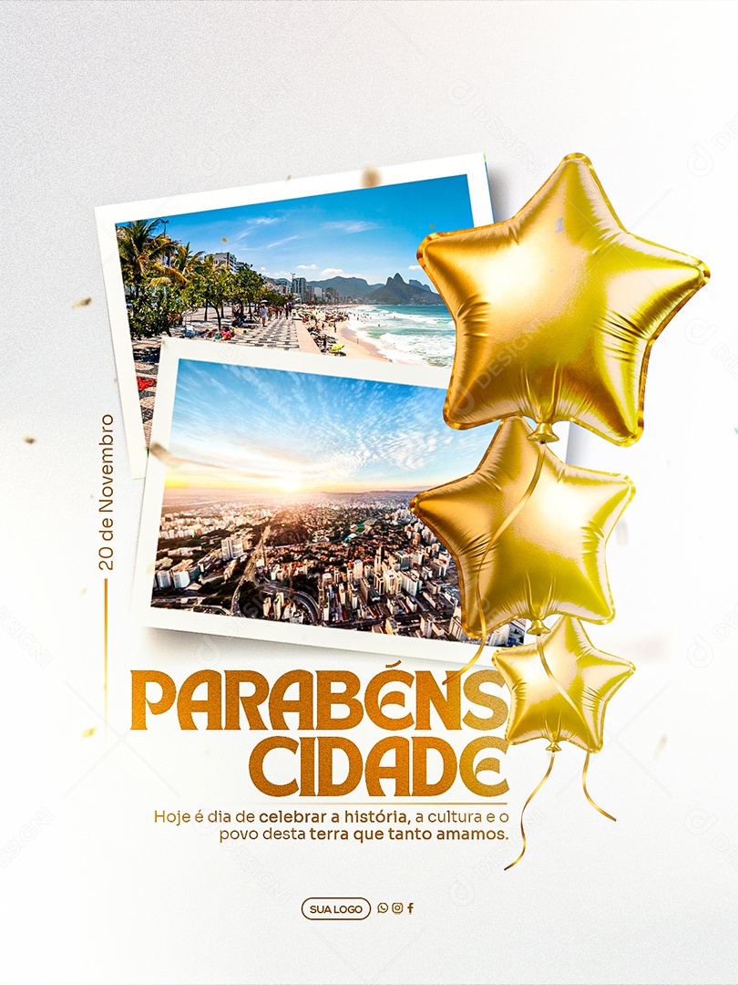 Parabéns Cidade Social Media PSD Editável