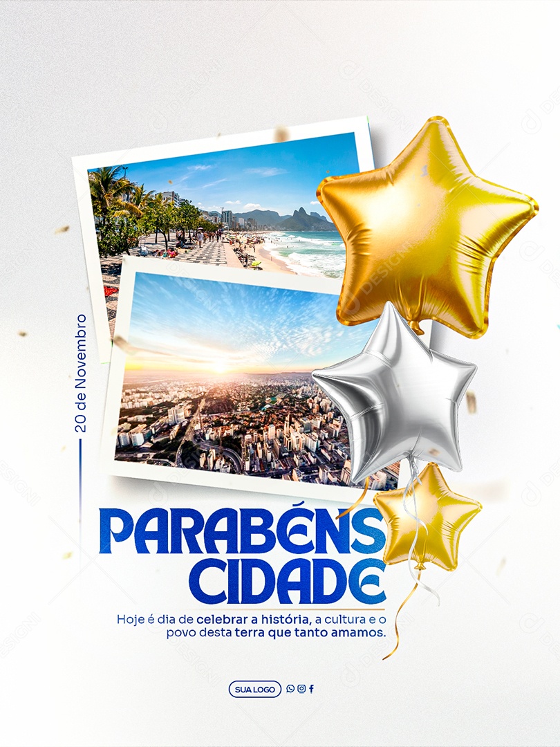 Parabéns Cidade Social Media PSD Editável