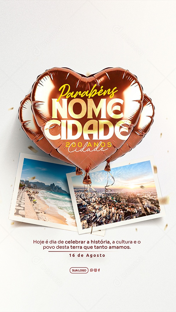 Story Parabéns Cidade 200 Anos Social Media PSD Editável