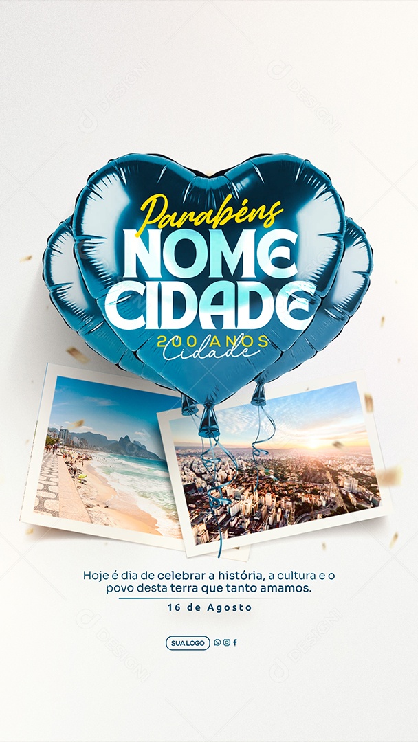 Story Parabéns Cidade 200 Anos Social Media PSD Editável