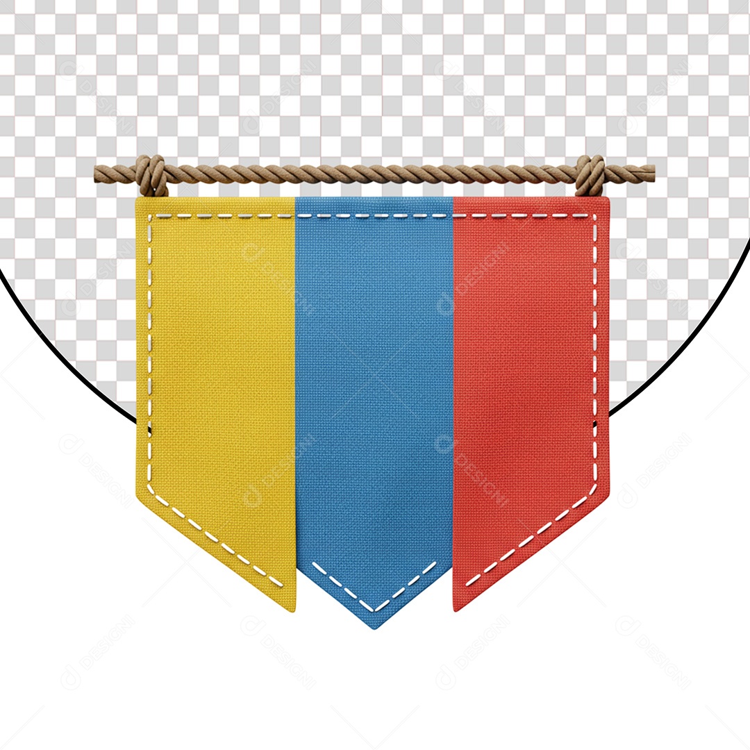 Elemento 3D Bandeira de Festa Junina para Composição PSD Editável