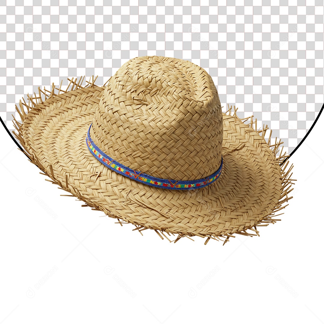 Elemento 3D Chápeu de Palha Festa Junina para Composição PSD Editável